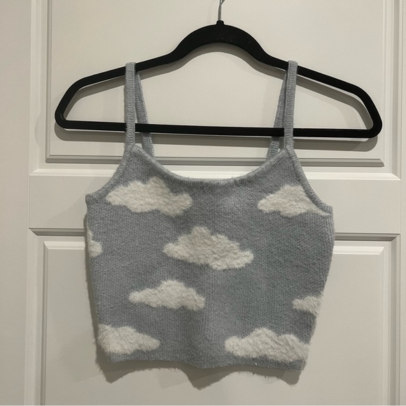 L.A Hearts Pacsun Cloud Blue and White Cropped Tank Top - Picture 1 of 7